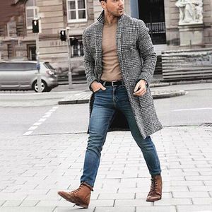 Lã masculina outono casaco de comprimento médio 2023 inverno lazer duplo breasted tweed cardigan jaqueta moda lã