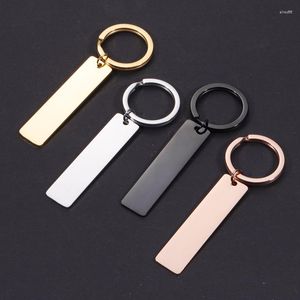 Keychains 10Pcs 50x12mm Mirror Polished Stainless Steel Strip Blank For Souvenir Gifts Womens Mens Car Key Jewelry