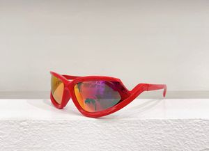 Sportliche Wrap-Sonnenbrille, rot/rot, Spiegelglas, Designer-Sonnenbrille, UV400-Brille, Unisex