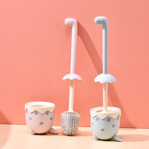 Toilet Brushes Holders Egg Shape Silicone Toilet Brush Cute Holder Bathroom Cleaning Tools WC Decor Gap Cleaner Long Handle Household Accessories Sets 230926