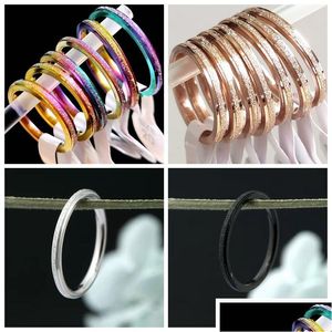 Band Rings Bk Lots 50Pcs Sand Surface 2Mm Classic Ring Mix Stainless Steel Charm Uni Women Jewelry Drop Delivery Dhvev