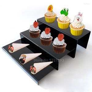 Ferramentas de Bakeware 3 peças/conjunto Risers de exibição de acrílico preto para cupcake stand Wedding Decoration prateleira