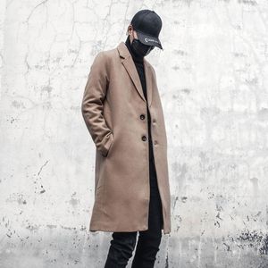 Men's Wool Woolen Coat Autumn And Winter Korean Fashion Contracted In The Long Leisure Loose Large Size