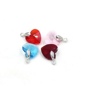 Charms 50Pcs 14Mm Glass Crystal Heart Pendants Faceted Charm Crafts Material Supplies For Diy Making Jewelry Wholesale Drop Delivery F Dhtgx