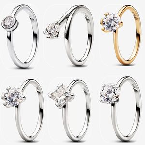 Designer nova moda anel de casamento para mulheres presente de feriado DIY fit Pandoras Nova Lab-grown anel de diamante banhado a ouro 14k joias de festa de alta qualidade atacado