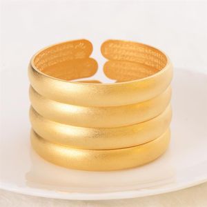4 pcs Fashion Jewelry Bangle 2021 Trend 24 k Fine Solid Gold GF Matte Cuff Bracelet Women Retro High-Quality Bangles243k