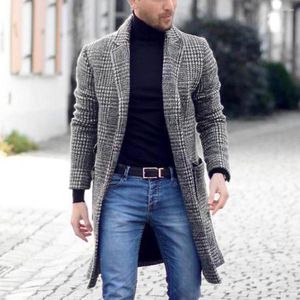 Wełna męska Wysoka jakość jesiennej i zimowej ciepłej męskiej mody butique jednopasmowy płaszcz długi zwykły biznes