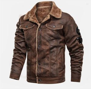 Casaco de couro de inverno de pele masculina casaco retro camurça streetwear engrossar bombardeiro marca motociclista