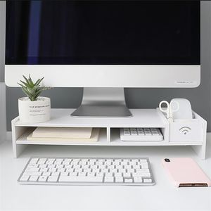 ペンシルケースPCコンピューターモニタースタンドライザーラップトップホルダー木製デスクオーガナイザーシェルフホームスクールオフィス用の簡単な組み立てデスクトップ230926