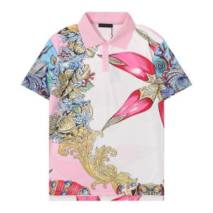 2023 Herren-Stylist Polo-Shirts Herren Polos Designer Kleidungsbrief bedruckt kurzarm Fashion Summer ein Porträt T-Shirts meine Spotify Tops Pink Flower Fit Bluse