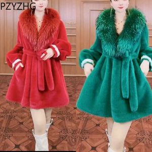 Womens Fur Faux Female Coat Imitation Stor krage Bomull Celebrity High End Mink Trend AllMatch 230925