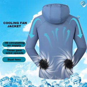 Jaquetas ao ar livre Hoodies Verão Roupas de resfriamento Ar condicionado Roupas Ventilador Casaco USB Carregamento Smart Jacket Cool Working 230926