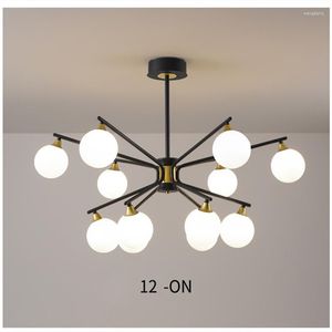 Pendant Lamps Modern Light Luxury Chandelier Living Room Iron Glass Creative Simple Bedroom Multi-head Lamp