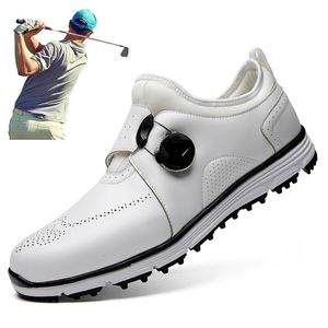 Dress Shoes Men Golf Waterproof Leather Golfer Sports Knob Quick Lacing Sneakers Comfortable Walking Golfing Footwear 230926