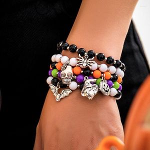 Braccialetti con ciondoli 5 pezzi / set Set di braccialetti con perline di Halloween Set di gioielli per feste festive Scheletro Fantasma Donna Moda Accessori estetici Ciondoli