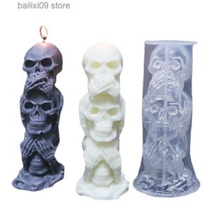 Świece Halloween czaszka silikonowa forma 3D Cross Tombstone Modeling rzemiosło CZYNKI MOLID MOLUD DIY Mydło ręcznie robione narzędzia gliniane wakacje t230926