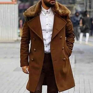 Herr ull män autunm vinter lång ärm ullrock mode avveckla kragen dubbelbröst ytterkläder affär casual ficka kontorsrockar