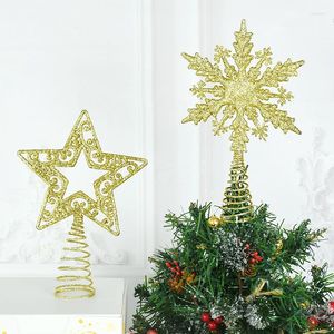 Decorazioni natalizie 1Pc Albero d'oro Stella Top Ornamenti Glitter Fiocchi di neve Stelle per la casa Natale Navidad Anno 2023