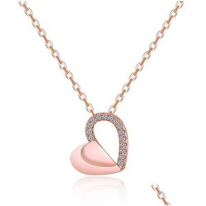 Pendant Necklaces Fashion Double Layer Heart Clear Cz Necklace Sier Chain For Women Fine Jewelry Gift Drop Delivery Pendants Dhfea