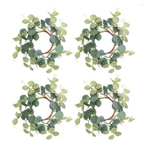 Decorative Flowers 4 Pcs Eucalyptus Wreath Ring Rustic Wedding Decorations Summer Table Spring Door