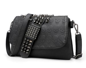 Hot Black Color Unique Design Fashion Casual OL Office Bag All-match Big Women's Cool Handbag Fashion Punk Skull Rivet Bags