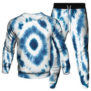 Men's Tracksuits Tie Dye Vortex Colorful Pattern Printing Men Tracksuit Outdoor Fashion Casual Clothes Suit Jogging Pants Sweatshirt 2 Piece