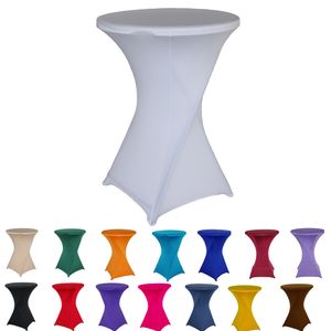 Tischdecke, Stretch, rund, Cocktail-Spandex-Tischdecke, für Bar, Hochzeit, Party, weiße Tischdecke, 607 x 80 cm Durchmesser, mehrfarbig, 230925