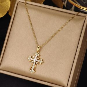 Anhänger Halsketten Retro Punk Kreuz Halskette für Frauen Personalisierte Zirkon Europäischen und Amerikanischen Nische Design Schlüsselbein Kette