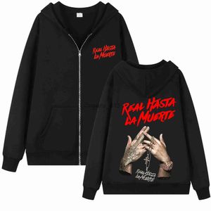 Men's Tracksuits Anuel AA Printed Hoodies Sweatshirt Coat Real Hasta La Muerte casual Tracksuit Come Men Women Clothing Anime Zipper Hoodie x0926