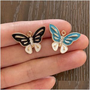 Charms 50Pcs 25Mm X 19Mm Blue Black Vintage Butterfly Pendant Diy Charm For Bracelets Pendants Necklaces Earrings Jewelry Making Acces Dhbl8