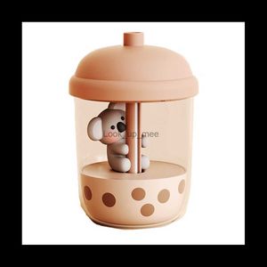 Nawilżacze 1 PCS Nowy uroczy kubek herbaty koala nawilżacz halit halifier High Fog Mały przenośny komputer stacjonarny USB Mini perfume Brown YQ230926