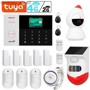 Sistemas de alarme Tuya WIFI 4G 2G GSM SMS Sistemas de alarme Segurança Home House Assaltante Anti roubo com câmera Sirene solar SOS Kit sem fio Smart Life YQ230926