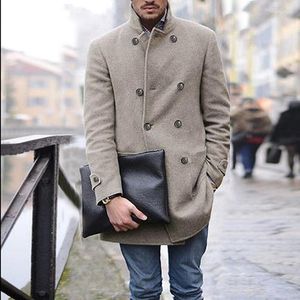 Cappotto da uomo in misto lana e lana Abbigliamento da uomo in stile britannico Cappotti a maniche lunghe di media lunghezza Autunno Inverno Miscele tinta unita