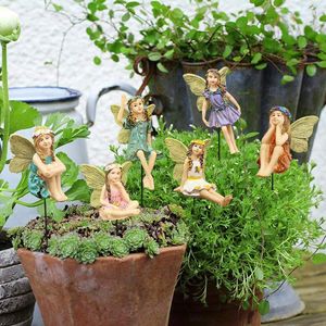 Objetos decorativos estatuetas jardim de fadas 6pcs miniaturas estatuetas acessórios para decoração ao ar livre 230925