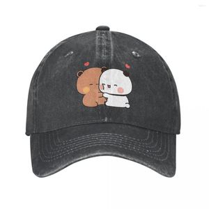 Бейсбольная кепка с пандой и медведем Брауни Bubu Dudu, джинсовая кепка в стиле ретро с эффектом потертости, молочная, мокко, солнцезащитная, унисекс, шапки для активного отдыха