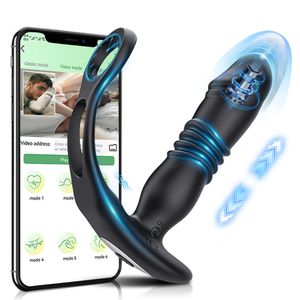 Giocattoli anali Massaggiatore prostatico spinto maschile Bluetooth APP vibratore per uomini Gay Plug telecomando senza fili giocattolo del sesso coppie 230925