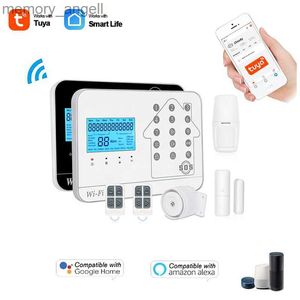 Alarm Systems WiFi+GSM+PSTN Anti-stöldlarm 433MHz Wireless Home Burglar Securlty Alarm System Tuya Smart Timing Arm/Disarm Voice Control YQ230926