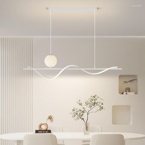 Pendant Lamps Modern Simple Led Restaurant Chandelier Light Luxury Dining Table Nordic Long Strip Creative Indoor Lighting