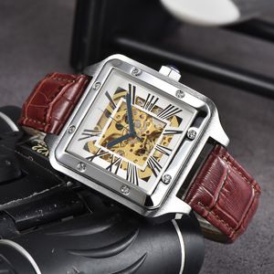 MEN WRISTWATCH Automatic Machinery Watch Fashion Square Blue Dial Steel Stains Strap Strap Watches Watches Sport Clock Montre de Luxe Car04