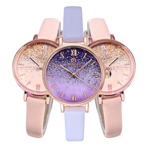 Mode Elegant 2021 Starry Sky Miboni Quartz Titta på kvinnlig Amethyst Purple Students Watches Mineral Armercated Glass Beautiful WOM3147