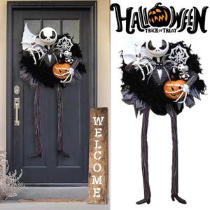 Decoração de festa esqueleto assustador halloween decoração ao ar livre abóbora guirlanda porta pendurado decoração de halloween suprimentos de festa adereços t230926