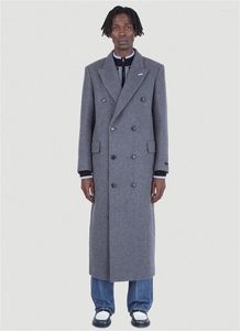 Men's Wool Woolen Coat Autumn And Winter Long Double Breasted Thickened Warm Youth Trend