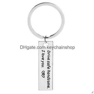 Key Rings Fashion Couples Lettering For Women Men Drive Safe Handsome I Love You Sier Heart Keychain Jewelry Friend Gift Drop Delivery Dhz9W