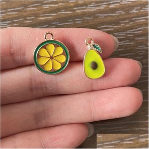 Charms 50Pcs Diy Jewelry Making Accessories Fruit Charm Gold Plated Lime Avocado Slice Pendant For Necklace Earrings Bracelet Drop Del Dhusw