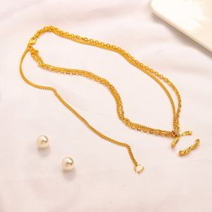 Fashionable 18K Gold Plated Stainless Steel Necklaces Choker Letter Pendant Statement Fashion Womens Crystal Necklace Chain Wedding Party Jewelry Accessories