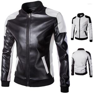 Men's Fur 2023 Seasons Stand-up Collar Leather Clothing Trend Black And White Color Matching Plus Size Jacket