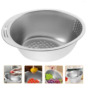 Dinnerware Sets Stainless Steel Drain Basin Rice Colander Bowl Strainer Wire Metal Draining Basket