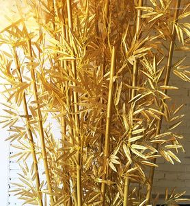 Dekorativa blommor Simulerade gyllene bambu konstgjorda inomhusdekoration kinesisk stil plastpartition växt