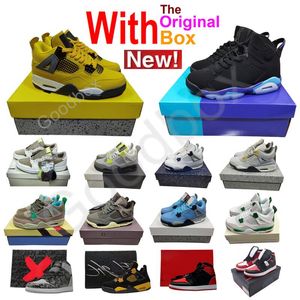 원래 상자와 함께 Net 4S New New Original Box Vivid Sulfur 4S Medellin Sunset Aqua Cherry Wheat Red Cement Frozen Moments 자란 상상 된 금속 골드 골프 올리브 1s Satin Bred 2024