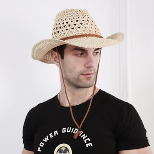 男性のためのベレー帽ウエスタンカウボーイハット女性夏の帽子釣り屋外織りのファッションキャップ